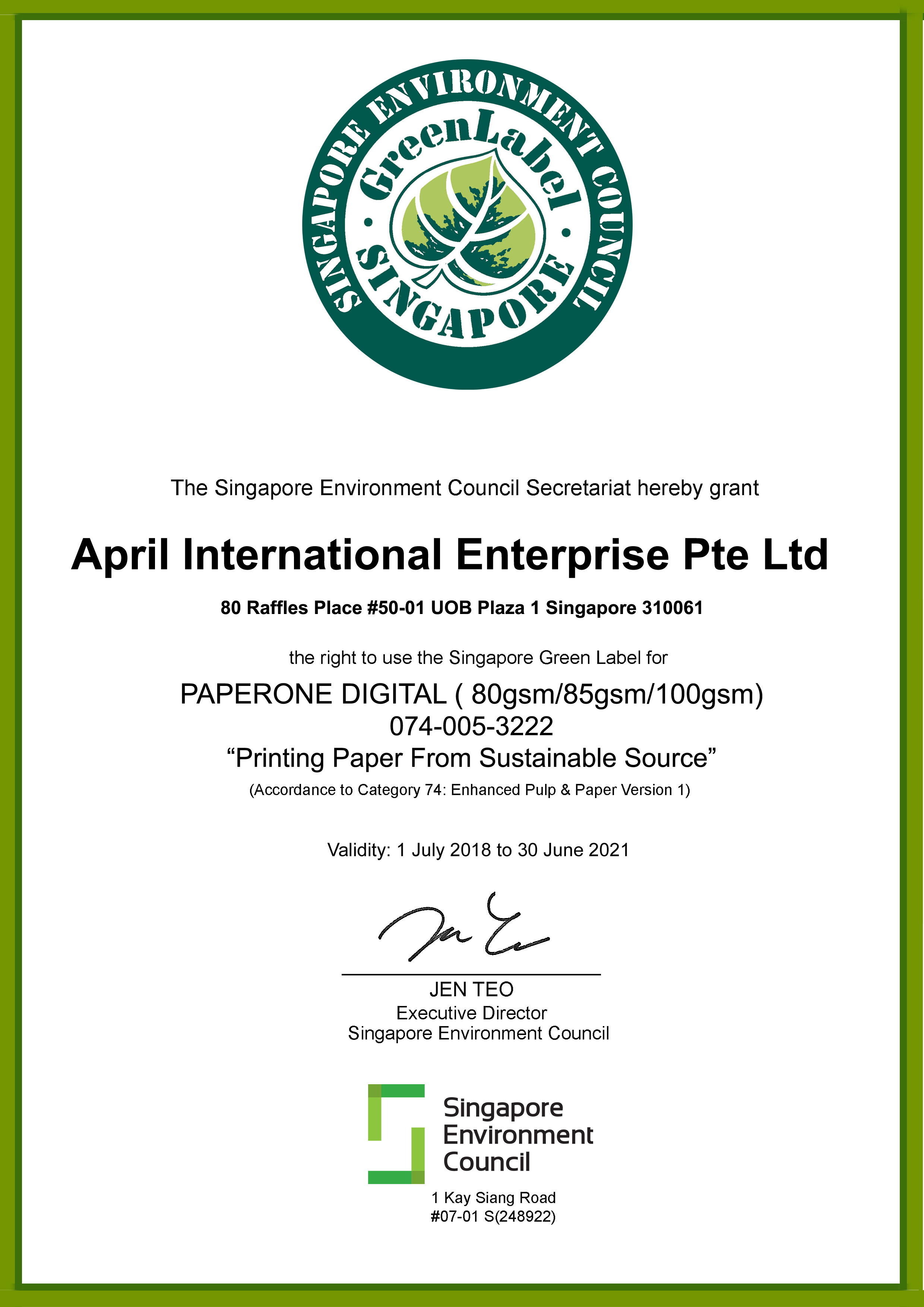 Certificates and Awards