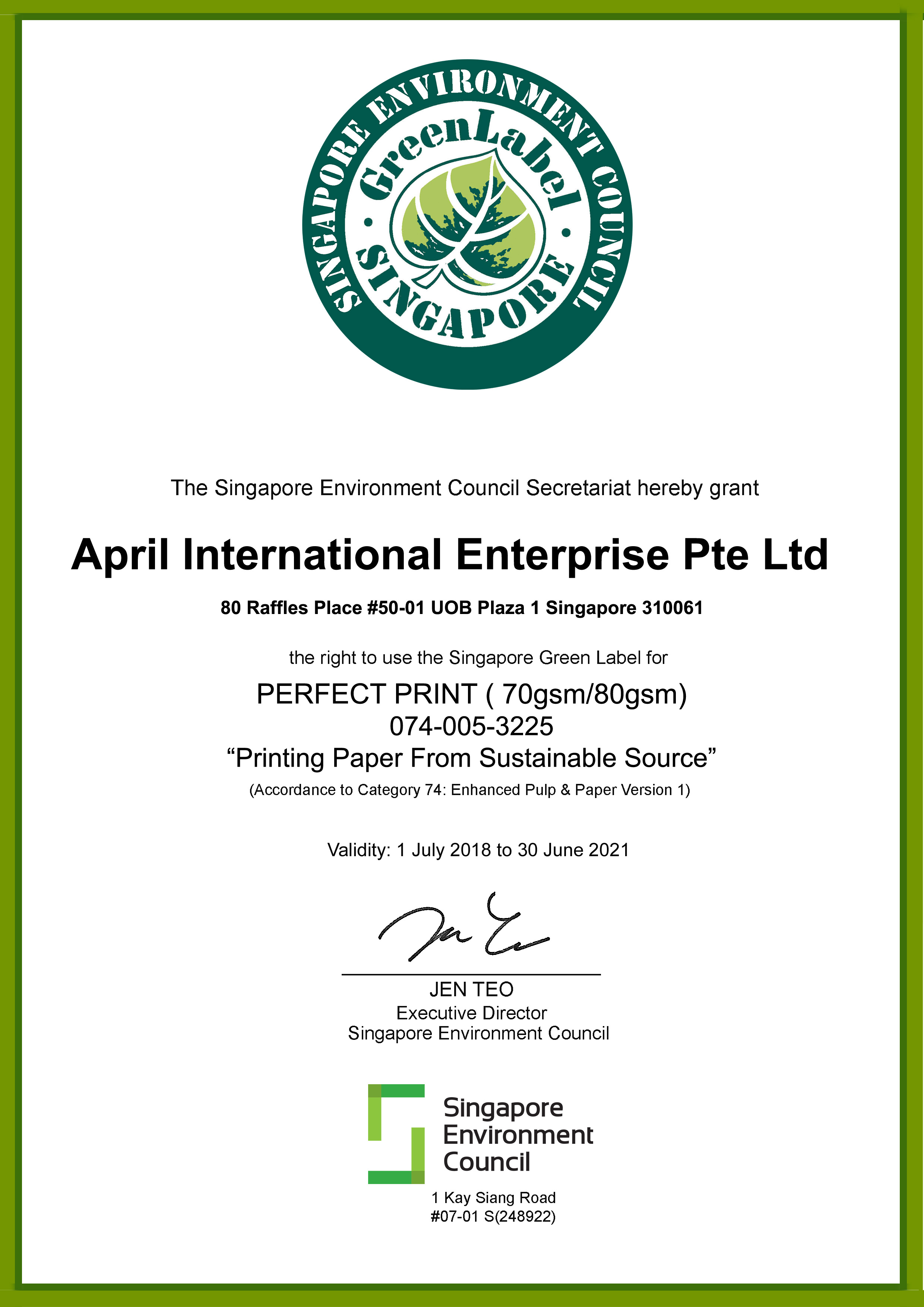 Certificates and Awards